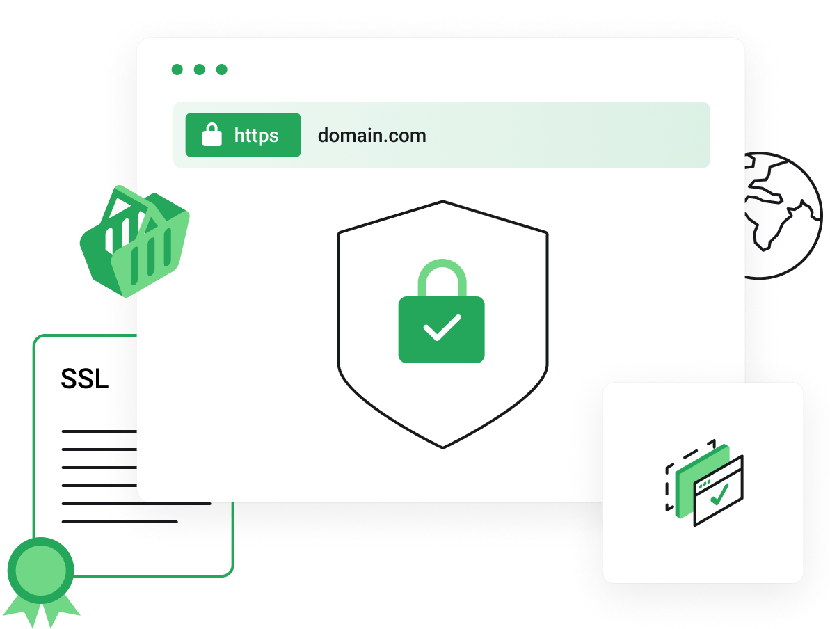 SSL certificates create an encrypted connection and establish trust.
